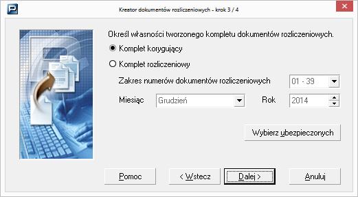 Rysunek 70. Okno dialogowe Kreator dokumentów rozliczeniowych krok 3/4 6.