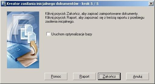 Rysunek 82. Okno dialogowe: Kreator zasilania inicjalnego krok 5/5 5.