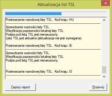 2. Wyświetlone zostanie okno Aktualizacja list TSL (patrz Rysunek 211)