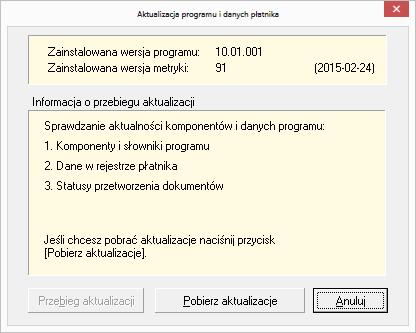 Rysunek 27. Okno dialogowe: Aktualizacja komponentów programu i danych płatnika 3.