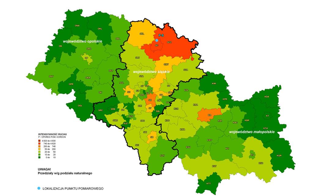 Str.51 ŹRÓDŁA ORAZ INTENSYWNOŚĆ RUCHU POJAZDÓW NAPŁYWAJĄCYCH Z POWIATÓW WOJEWÓDZTWA ŚLĄSKIEGO ORAZ DWÓCH POZOSTAŁYCH