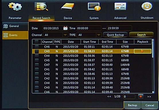 NHDR-3104AHD-II, NHDR-3108AHD-II, NHDR-3116AHD-II User's manual (short) ver. 1.0 DVR MAIN MENU Note: Take a notice, motion or alarm records aren t highlighted during normal recording. 4.1.2.