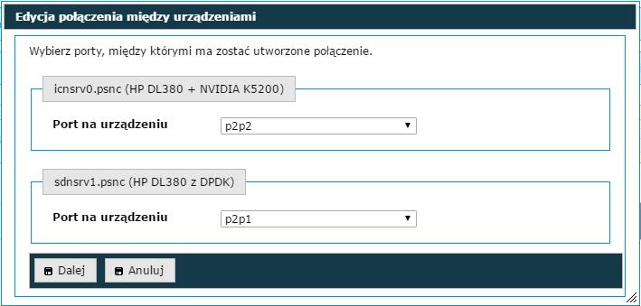 Edycja Funkcja Edycja staje się dostępna dopiero po zaznaczeniu połączenia w oknie edytora.