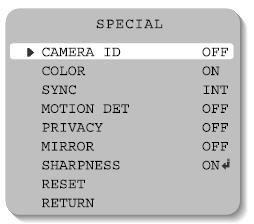 2.2.8. SPECIAL (funkcje specialne) 1. Wybierz w menu OSD SETUP funkcję SPECIAL za pomocą przycisków Góra/Dół. 2. Wybierz odpowiednią funkcję do konfiguracji używając przycisków Góra/Dół.