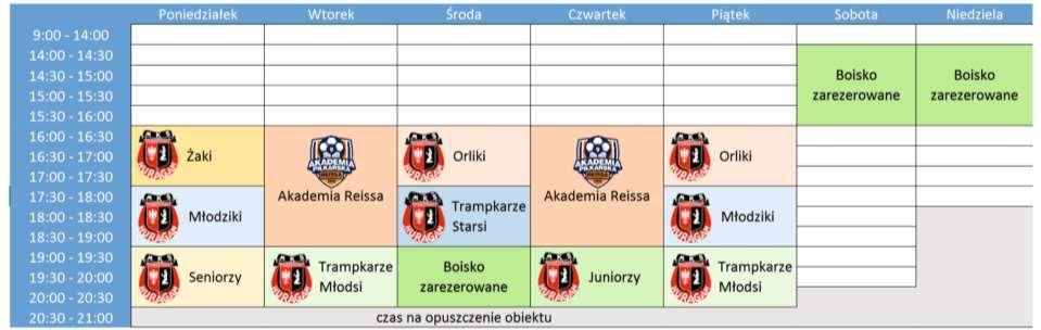 ZESPÓŁ BOISK SPORTOWYCH ORLIK Godziny otwarcia zgodnie z harmonogramem Stadionu Miejskiego.