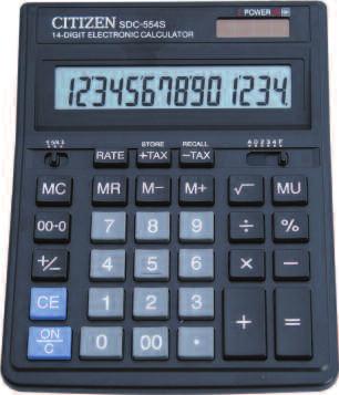 Kalkulatory biurowe SDC-554S obliczanie podatku TAX klawisz zmiany znaku określanie miejsc po przecinku zaokrąglanie