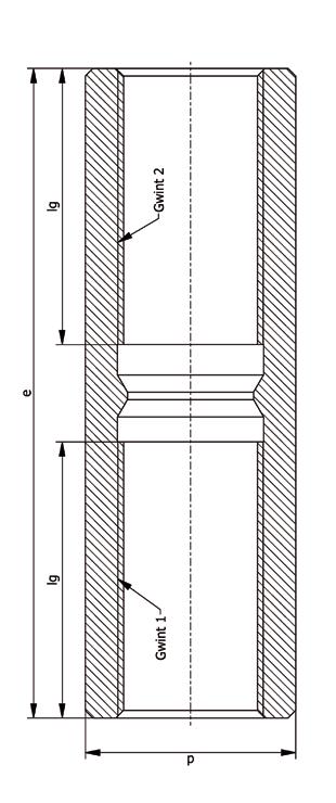 ŁĄCZNIKI - mocowanie gwintowe (obustronne) Łączniki G1 / G2 - gwint 1 / gwint 2 d - średnica zewnętrzna łącznika lg - długość gwintu G 1 i G 2