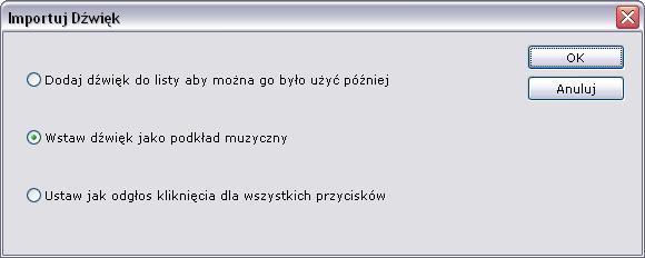 Wstawianie grafiki do prezentacji Otwórz z powrotem plik prezentacji w programie Alligator Flash Designer i przejdź na ramkę Frame 1. Wybierz polecenie Plik Importuj obraz.