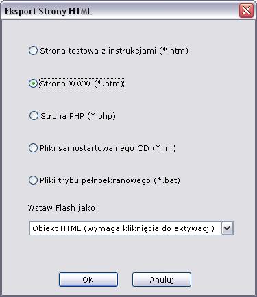 W ostatnim kroku program spyta o nazwę pliku HTML. MoŜe to być nazwa domyślna, czyli index.