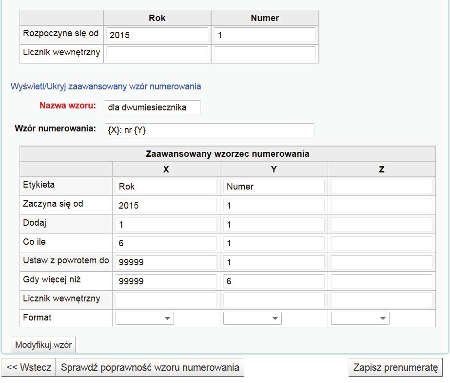 Moduł Czasopisma systemu Koha Rysunek 10. Formularz ustawienia prenumeraty czasopism w Koha Pola wyróżnione na czerwono są obowiązkowe i bez ich wypełnienia nie uda się zapisać prenumeraty.