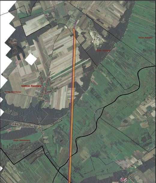 Gmina Kaczory Długość Linii ok. 4,7 km. Lokalizacja po zachodniej stronie linii istniejącej w odległości ok. 50 m.