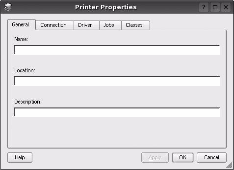 W oknie właściwości drukarek w module konfiguracji drukarek można zmieniać różne właściwości urządzenia używanego jako drukarka. 1 Uruchom program Unified Driver Configurator.