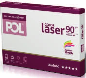 Papier POL Color Laser Fotograficzna jakość idealny do wielobarwnych prezentacji, grafik, wykresów i ofert handlowych gramatura: 90, 100, 120, 160, 200, 250, 280 g/m² białość: CIE 168 FORMAT/GRAMAT.