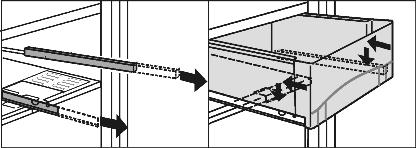 Obsługa Fig. 8 u Wyciągnąć szyny. u Szufladę założyć na szyny i wsunąć aż będzie słychać odgłos zaskoczenia. 5.5.8 Płyta regulująca wilgotność Fig.