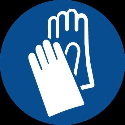 Piktogram Wyposażenie ochronne Oznakowanie Normy CEN Uwagi Rękawice jednorazowe chroniące przed czynnikami chemicznymi Obowiązkowa ochrona rąk D.