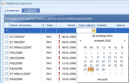 Dla wartości o formacie daty wiersz filtra