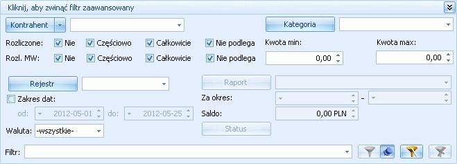 Lokator wyszukuje według początku słowa ( zaczyna się od... ). 2.2.8.2 Filtrowanie proste (panel filtra) Po otwarciu danej listy w dolnej części okna umiejscowiony jest panel filtrowania.