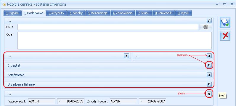Przyciski na formularzach 2.3.1.3 Przyciski na formularzach Typowe przyciski na formularzach to: - Zapisz powoduje zamknięcie okna i zapisanie dokonanych zmian.