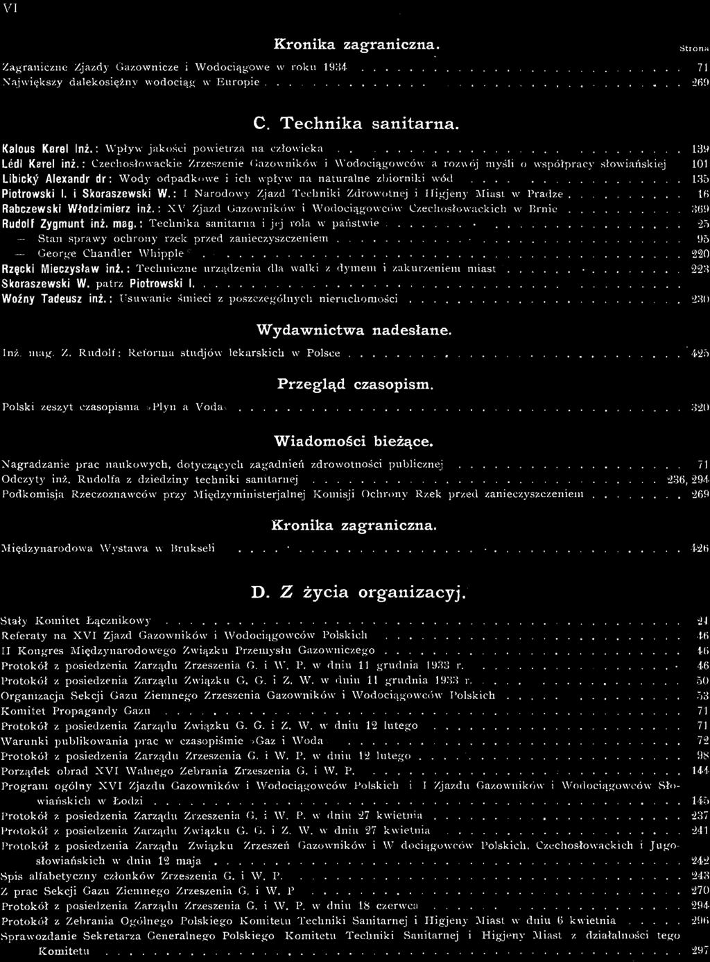 i W. P 144 Program ogólny XVI Zjazdu Gazowników i Wodociągowców Polskich i I Zjazdu Gazowników i Wodociągowców Słowiańskich w Łodzi ' 145 Protokół z