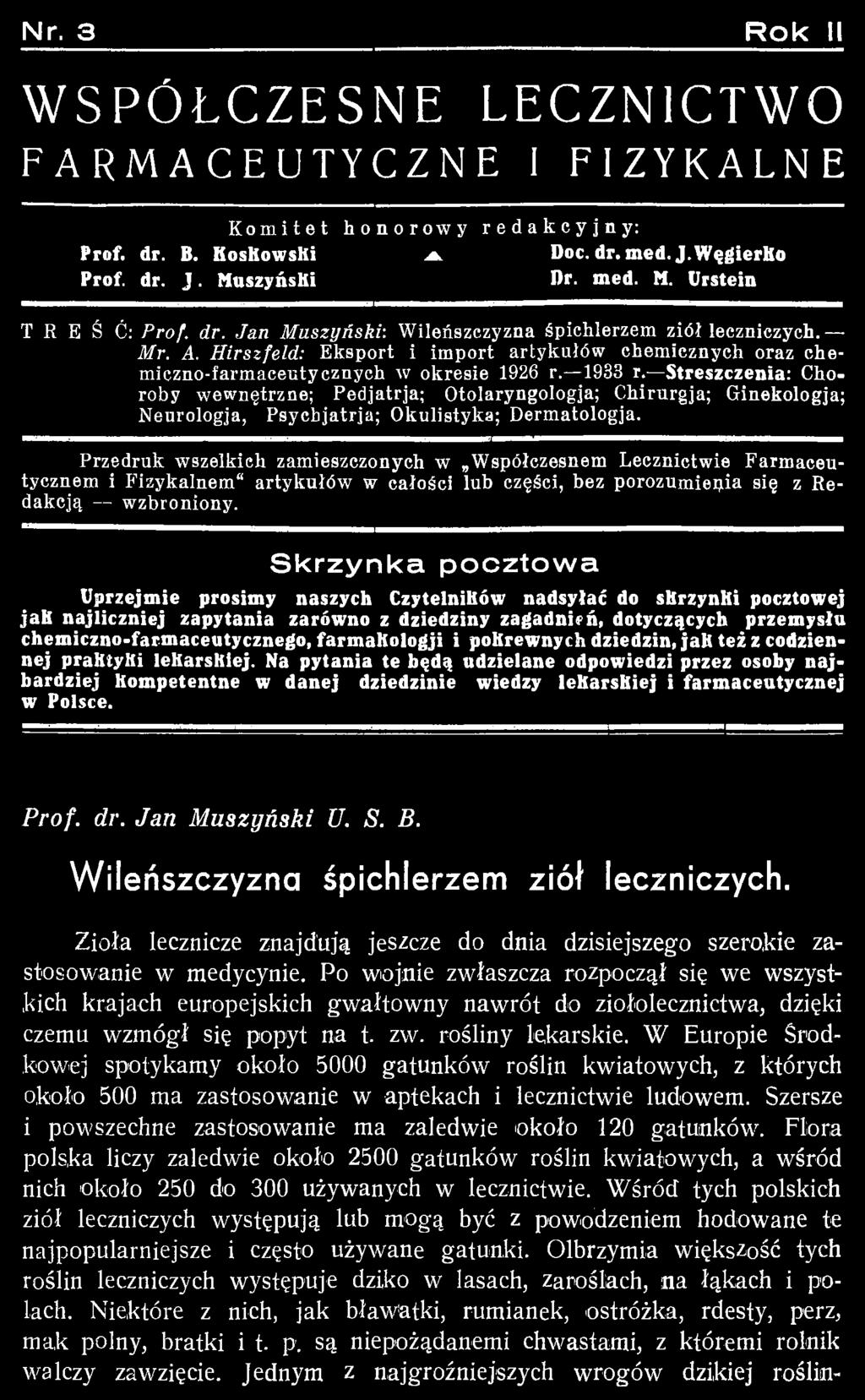 S krzynka pocztow a U przejm ie prosim y n aszych CzytelniKów n ad syłać do skrzynki pocztow ej jak n a jliczn iej zapytan ia zarów no z d zied zin y zagadnień, dotyczących p rzem ysłu ch em iczn