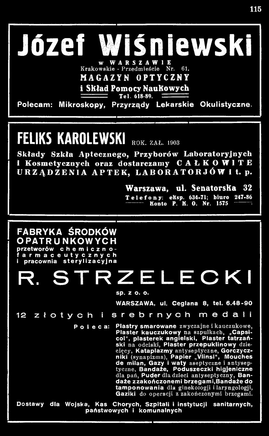 STRZELECKI sp. z o. o. WARSZAWA, ul. C eglana 8, tel. 6.