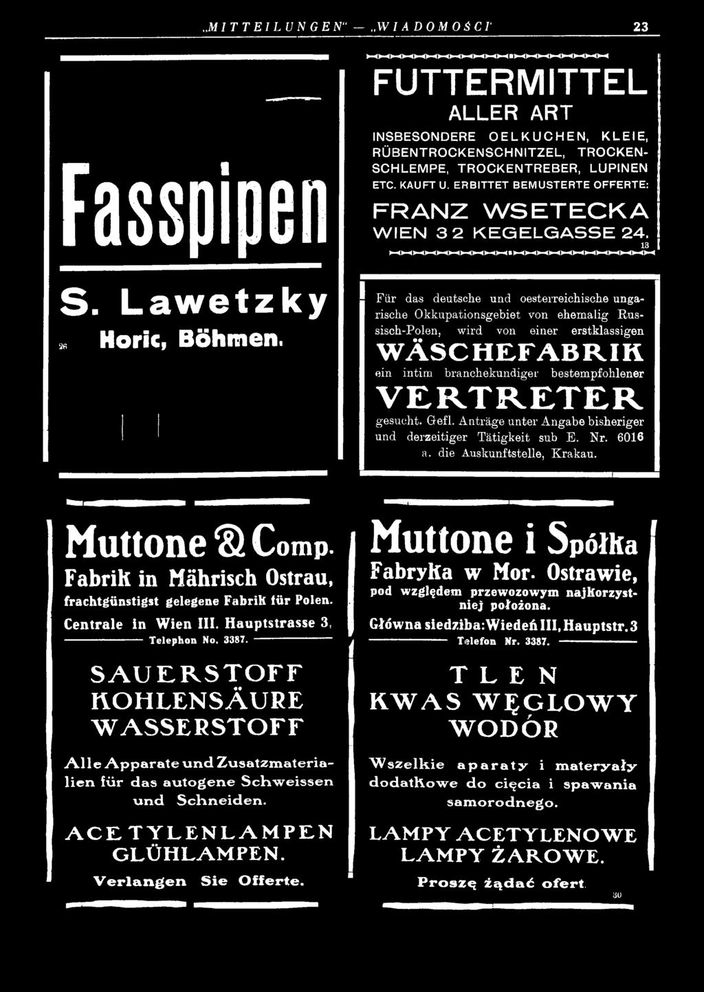 ranchekundig er b estem p fo h lener V E R T R E T E R gesu cht. G efl. A n trä g e u n te r A n g abe b ish erig er u n d d erzeitig er T ä tig k e it sub E. N r. 6016 a.