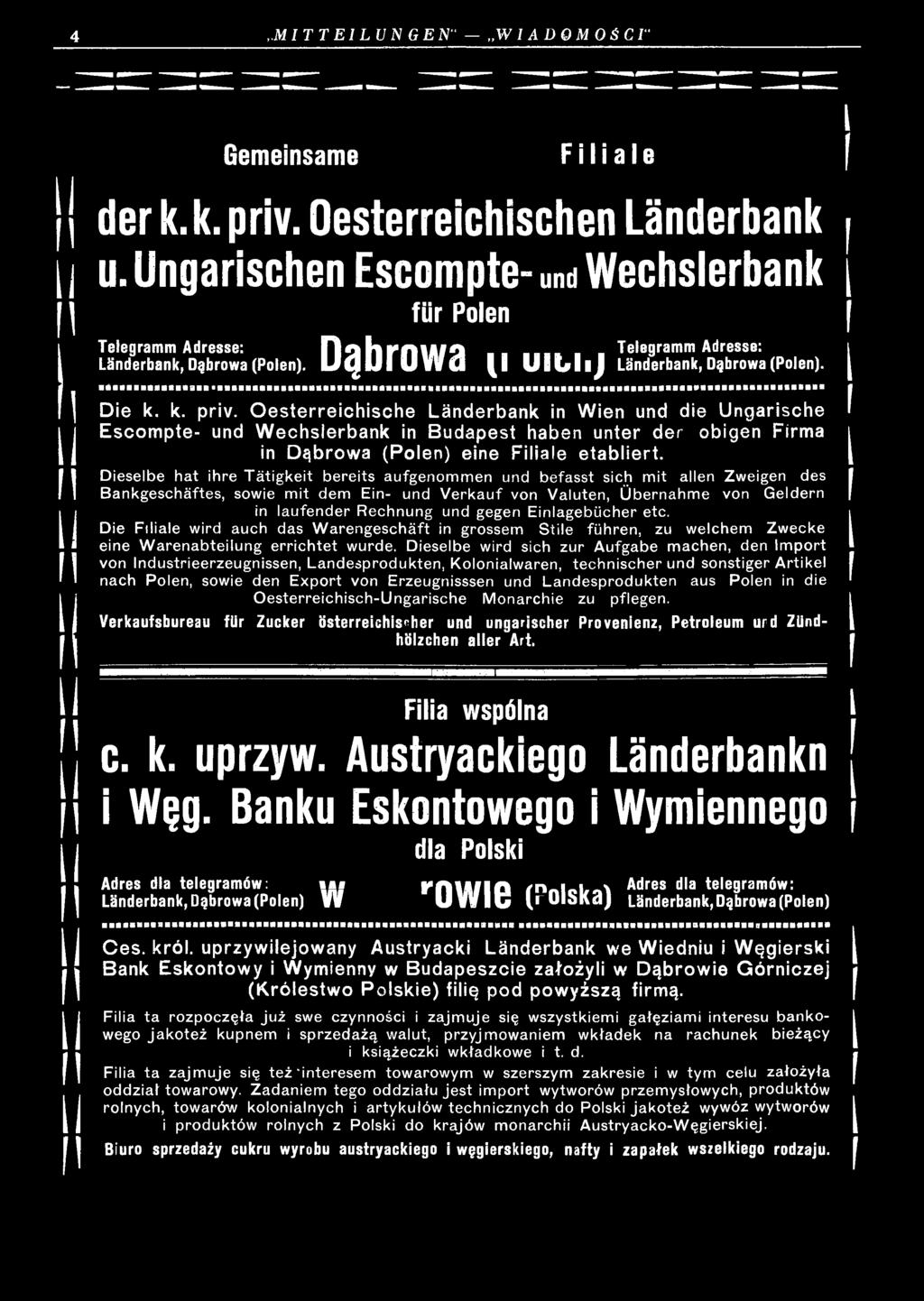 und gegen Einlagebücher etc. Die Filiale wird auch das W arengeschäft in grossem Stile führen, zu welchem Zwecke eine W arenabteilung errichtet wurde.