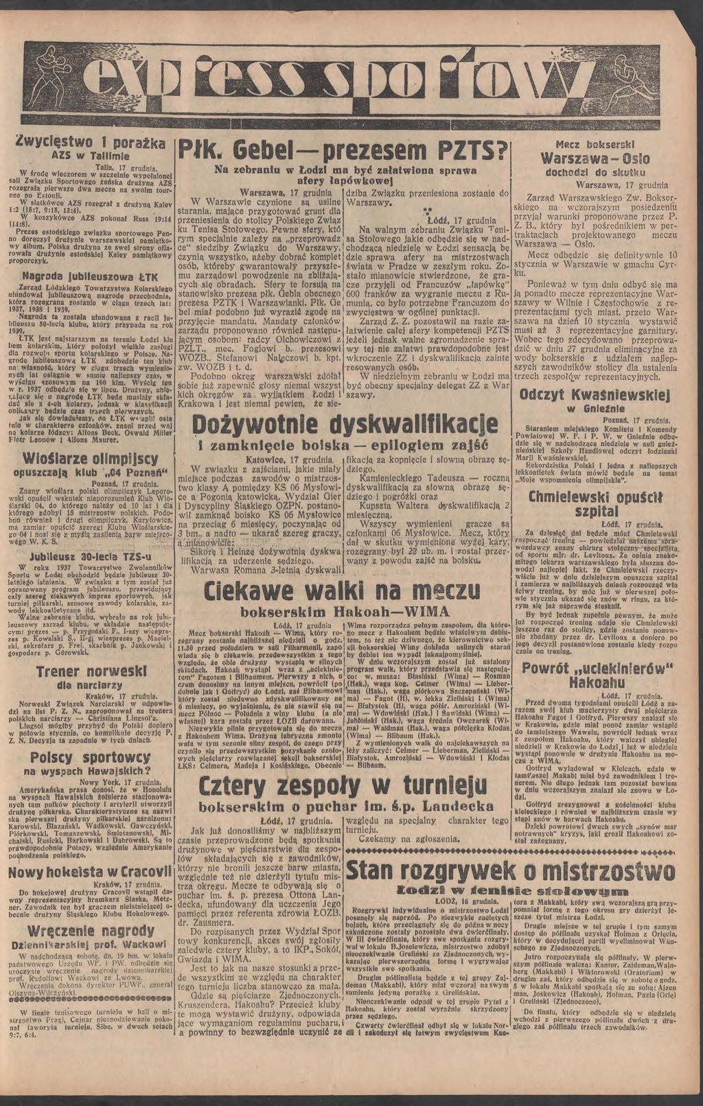 Zycles prazka AZS Tallimie Pk Mecz kserski Geelprezesem PZTS? arszaaosl chzi srnk u Tallu 7 grunia Na zeanu Łzi ma y!