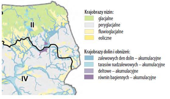 Mapa 35. Rodzaje krajobrazów naturalnych na terenie województwa podlaskiego Źródło: Zielony R., Kliczkowska A.