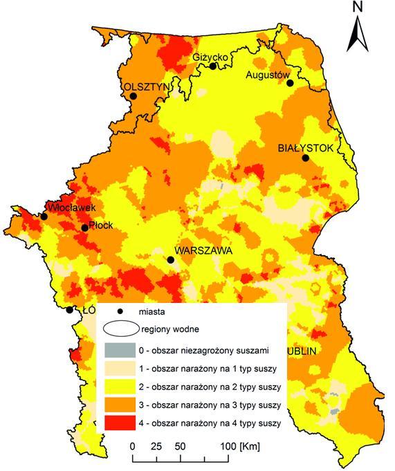 Zjawiskiem dość powszechnym na terenie województwa podlaskiego, jest występowanie suszy, skutkujące przede wszystkim stratami w rolnictwie. Mapa 21.