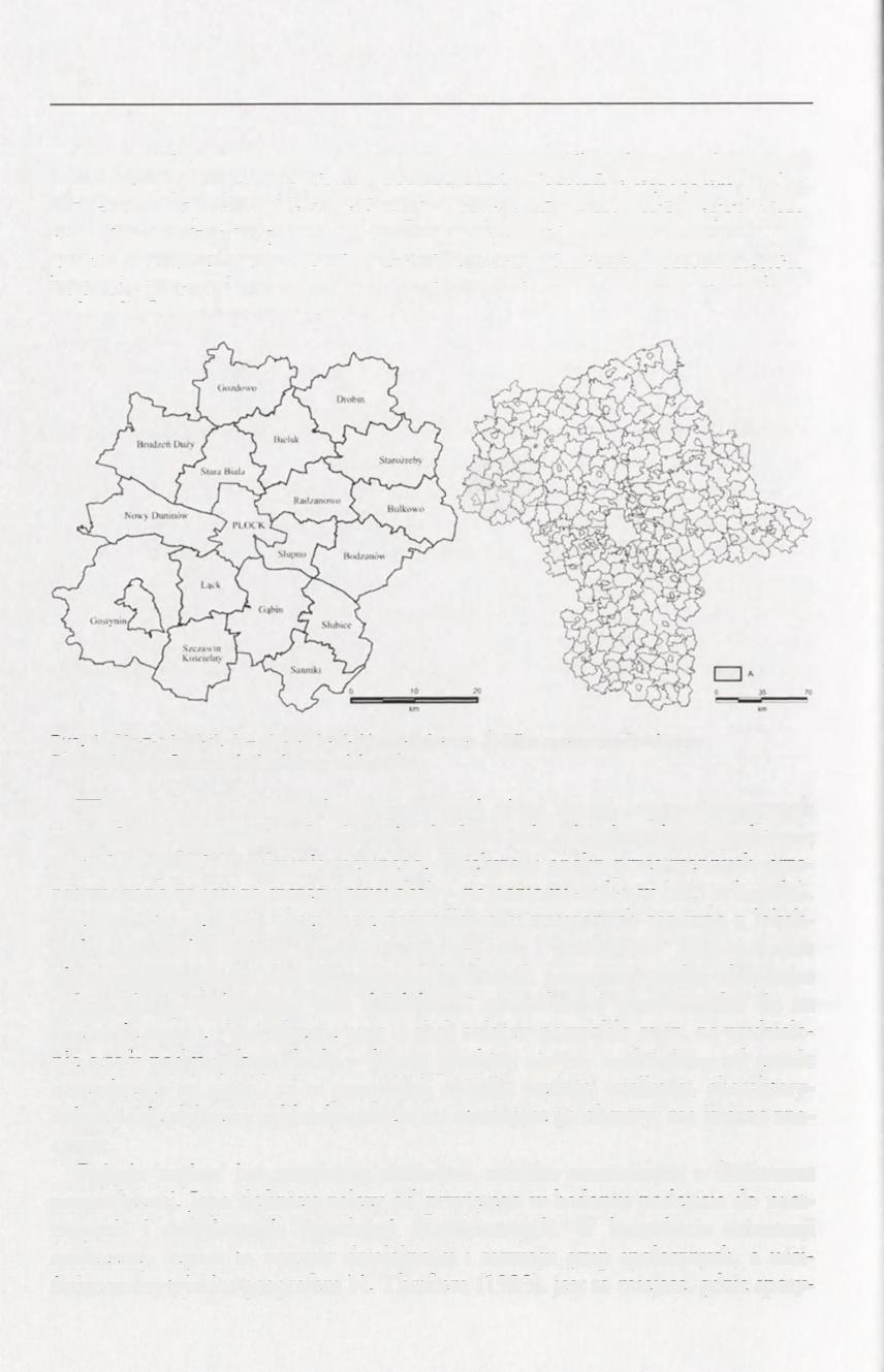 10 Ostatecznie ukształtowany obszar badań obejmuje 17 gmin, zlokalizowanych w powiatach: płockim (13 gmin), gostynińskim (3 gminy) i sierpeckim (1 gmina).