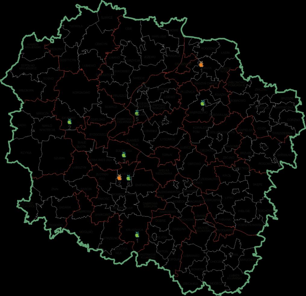 Mapa 15 Instalacje do przetwarzania odpadów ulegających biodegradacji, innych niż komunalne Stan na dzień 31 grudnia 2014r.