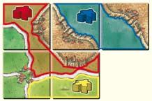 Gracz posiadający swojego rycerza w ukończonym mieście zdobywa dwa punkty za każdą płytkę tegoż miasta (należy brać pod uwagę liczbę płytek, a nie liczbę segmentów).