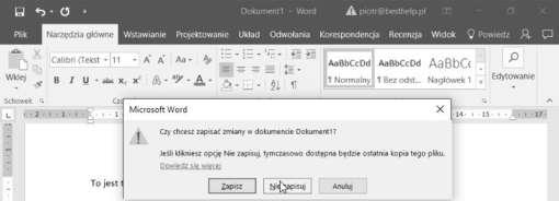 Najwygodniej za pomocą przycisku Zamknij umieszczonego zawsze w prawym górnym rogu okna programu. 1. By zamknąć program Word, kliknij przycisk Zamknij. 5. Wybierz ponownie kartę Narzędzia główne. 6.