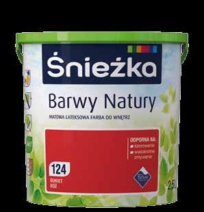 kryciem, wysoką wydajnością i trwałością koloru powłoki malarskiej. Daje matowe i w pełni pozwalające oddychać ścianom powłoki odporne na zmywanie.