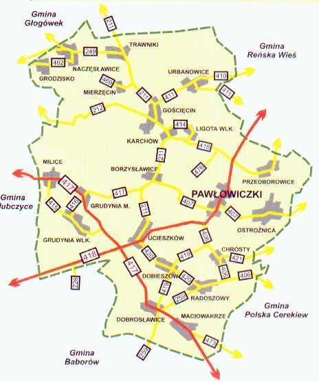 Jakubowice, Kózki, Karchów Ligota Wielka, Maciowakrze, Milice, Mierzęcin, Naczęsławice, Ostrożnica, Pawłowiczki, Przedborowice, Radoszowy, Trawniki, Ucieszków i Urbanowice.