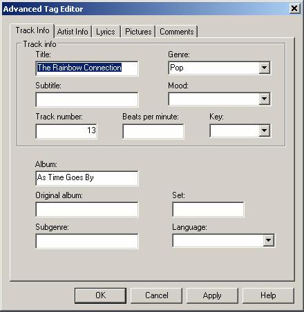 4.4.4 Edytowanie informacji o utworze za pomocą programu Windows Media Player 1 Kliknij zakładkę