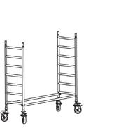 III.II Sposób montażu wieży przejezdnej 4100 1. Przymocować kółka do ram podstawy, a w przypadku podestów o nierównych wysokościach do ramy czteroszczeblowej. 2.