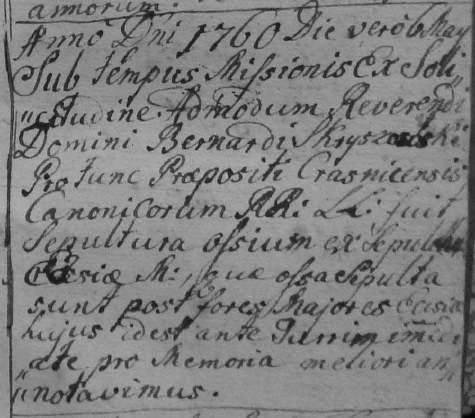 Z życia regionalnych Towarzystw Genealogicznych w Polsce Fragment Liber mortuorum parafii Wniebowzięcia NMP w Kraśniku z lat 1747-1781