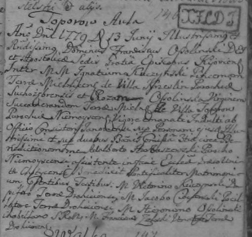 Materiały i źródła 50. Niemojki, 13 VI 1779 r.