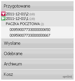 Rys. 28. Przesyłki przygotowane. Rys. 28a. Widok zapisanej przesyłki w zbiorze. Dokonanie zmiany następuje poprzez zmianę danych na formularzu przesyłki oraz zatwierdzeniu zmian przyciskiem.