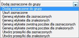 Z wyświetlonej listy adresatów, po wybraniu jednego z kryteriów, można dokonać następujących czynności (Rys. 47f)