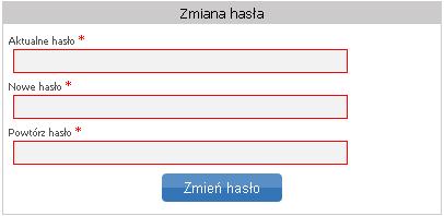 W przypadku błędnego podania obowiązującego hasła, system zwróci komunikat:. W przypadku, kiedy nowe hasła różnią się od siebie, system zwróci komunikat:.