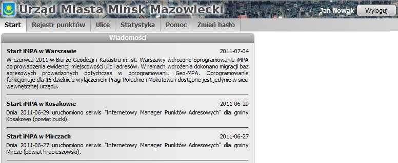 Internetowy Manager Punktów Adresowych podstawowa dokumentacja 5 Innymi funkcjami ułatwiającymi uŝytkowanie serwisu są: Zoom: uŝycie przycisku lupy ze znakami plus i minus w górnej częsci serwisu,