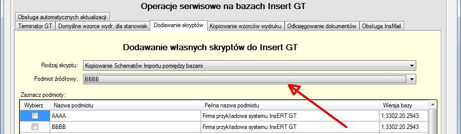 GT Inne Operacje -> Dodawanie własnych skryptów do Insert GT Funkcja służy do dowania własnych skryptów do Insert GT.