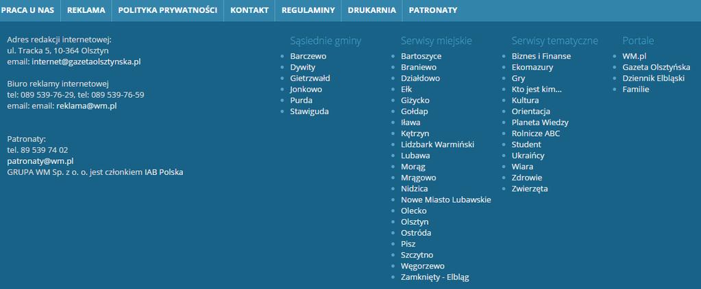 [14/22] Portale informacyjne ogłoszeniowy, forum dyskusyjne. Pod zakładką Mapa znajduje się plan Olsztyna i okolic.