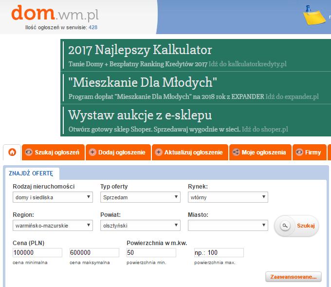 [17/22] Portale informacyjne Klikając zakładkę Dom pozwala przejść do podstrony Nieruchomości.