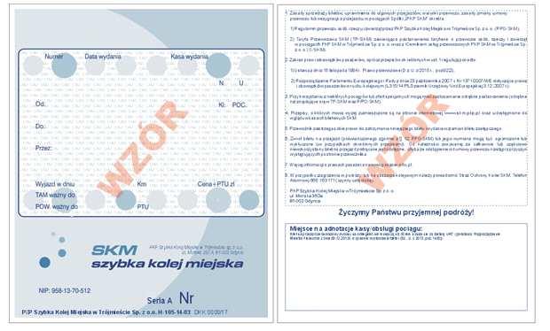 Wzór nr 3a do 5 RPO SKM Bilet