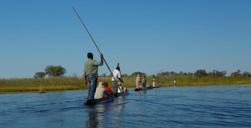 spływ kanałami Okawango DZIEŃ 10 DELTA OKAWANGO PIESZE SAFARI W DELCIE OKAWANGO PŁYWANIE ŁODZIAMI MOKORO Rano po śniadaniu czeka nas spływ tradycyjnymi łodziami mokoro, połączony z walking safari we