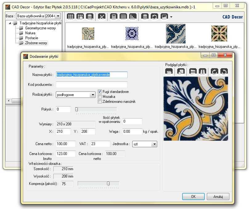 Baza płytek użytkownika podstawową funkcjonalnością Edytora baz płytek jest tworzenie indywidualnej bazy płytek oraz innych okładzin ściennych i podłogowych, podczas tworzenia własnej bazy użytkownik